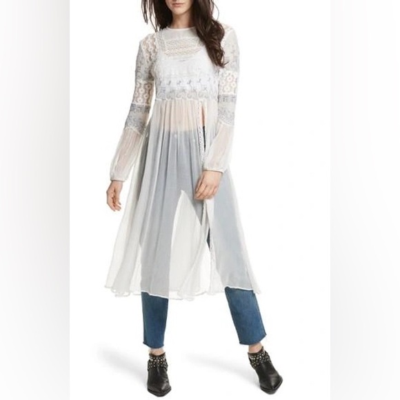 Free People Dresses & Skirts - Free People Sweet Sunny Days Lace Midi Tunic Dress L